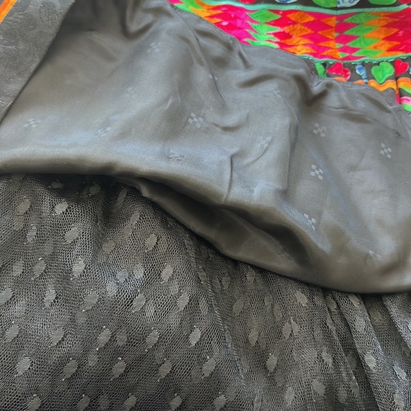 VINTAGE A.J. BARI BRIGHT MULTI-COLOR LACE-UP BACK STRAPLESS FIT & FLARE DRESS 6 - Picture 7 of 8